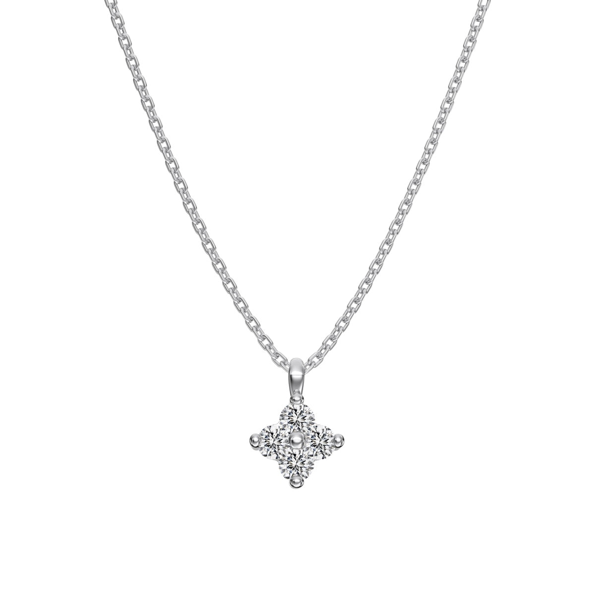 Mini Flower Rhodium-Plated Necklace