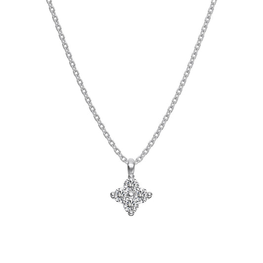 Mini Flower Rhodium-Plated Necklace