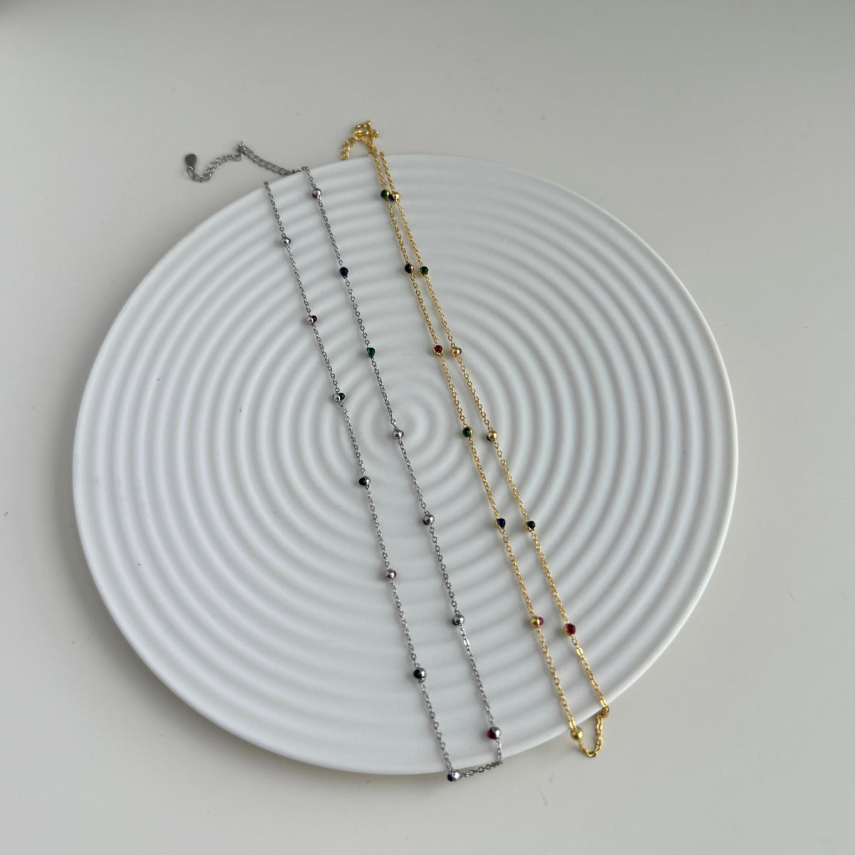 Colored Station Rhodium-Plated Necklace