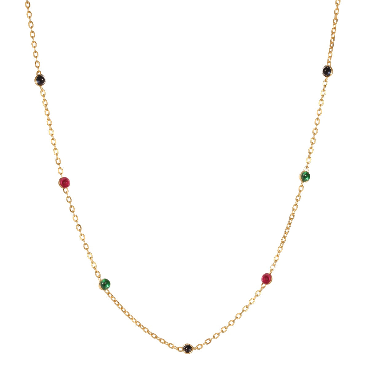 Colored Station Rhodium-Plated Necklace