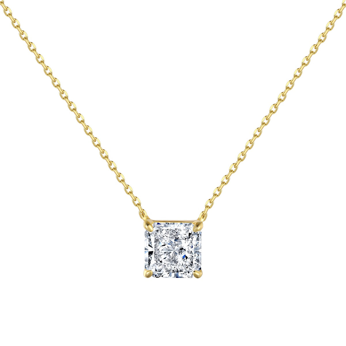 Princess Cut Rhodium-Plated Necklace