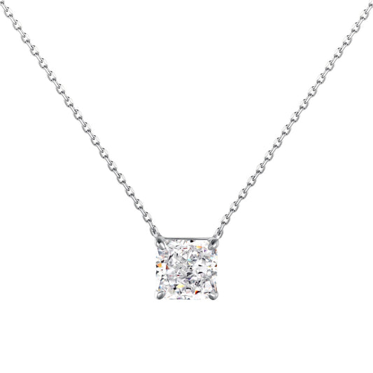 Princess Cut Rhodium-Plated Necklace