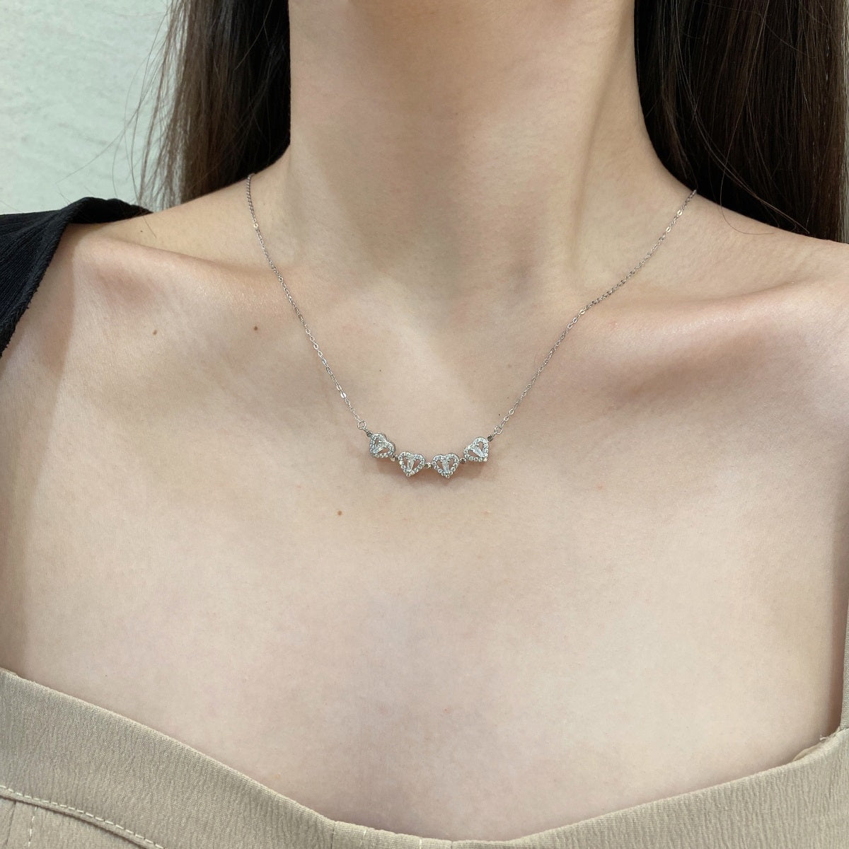 2-in-1 Magnet Four-Leaf Clover Rhodium-Plated Necklace