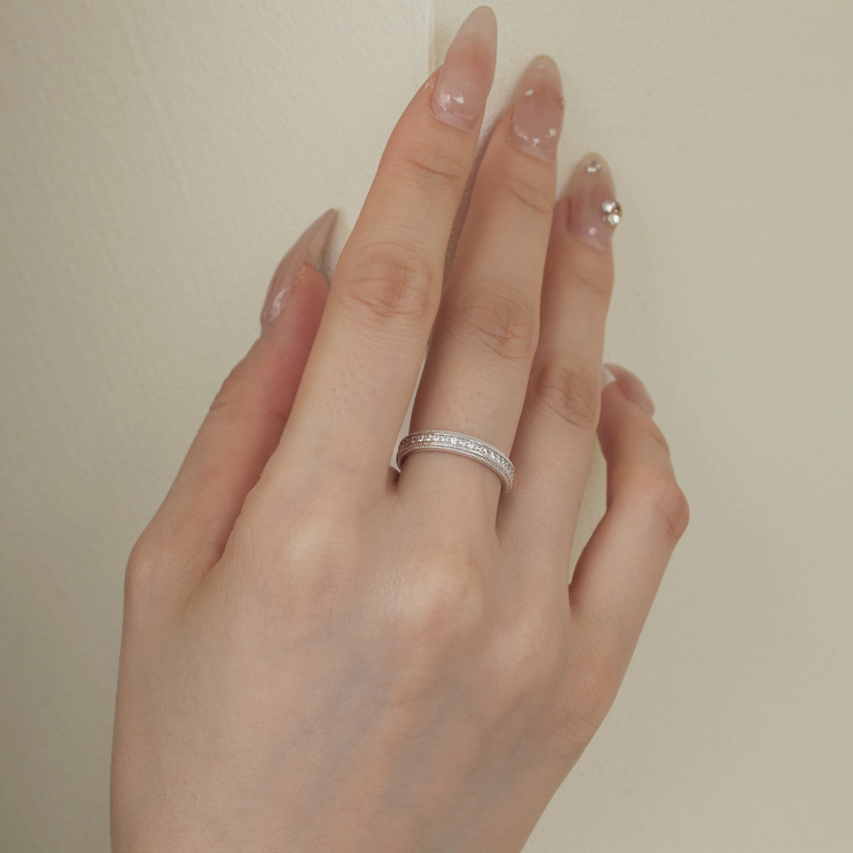 Couple Rhodium-Plated Ring