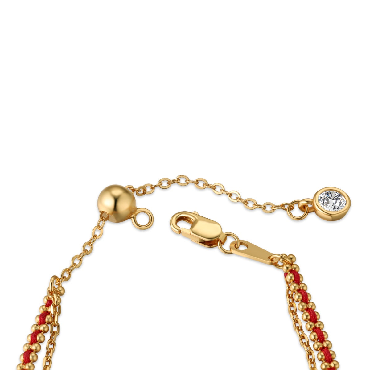 Double Lucky Red String Rhodium-Plated Bracelet