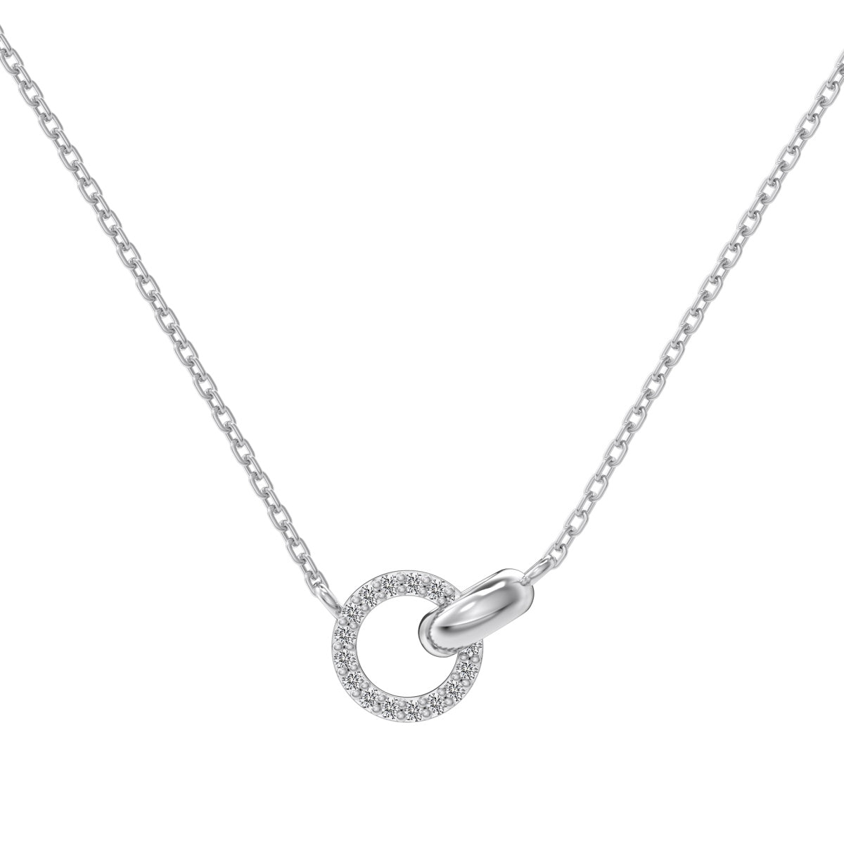 Double Round Rhodium-Plated Necklace