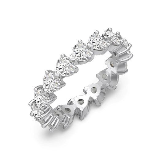 Row of Hearts Rhodium-Plated Ring