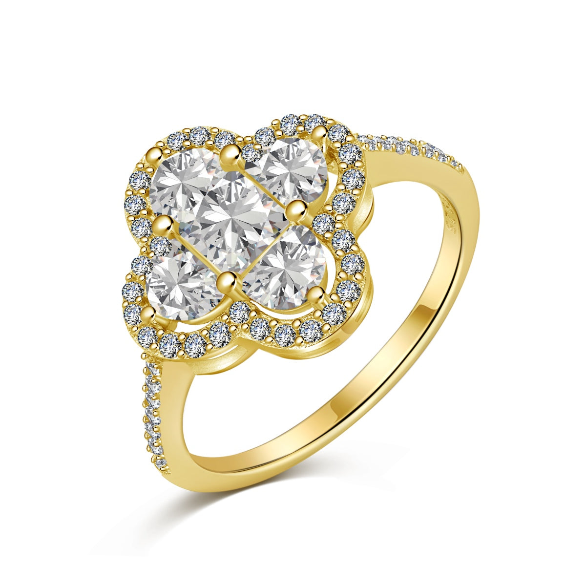Four-Leaf Clover Rhodium-Plated Ring