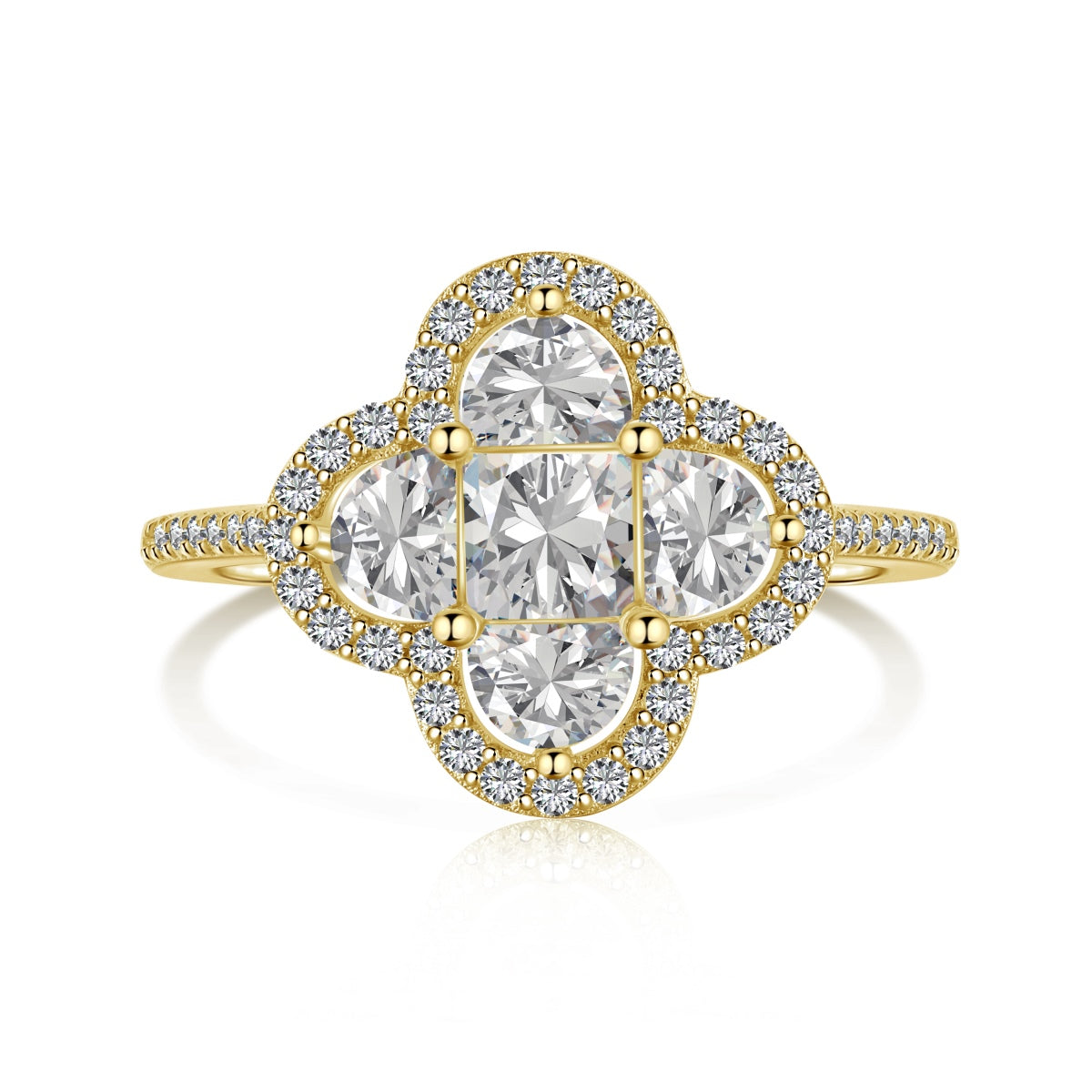 Four-Leaf Clover Rhodium-Plated Ring