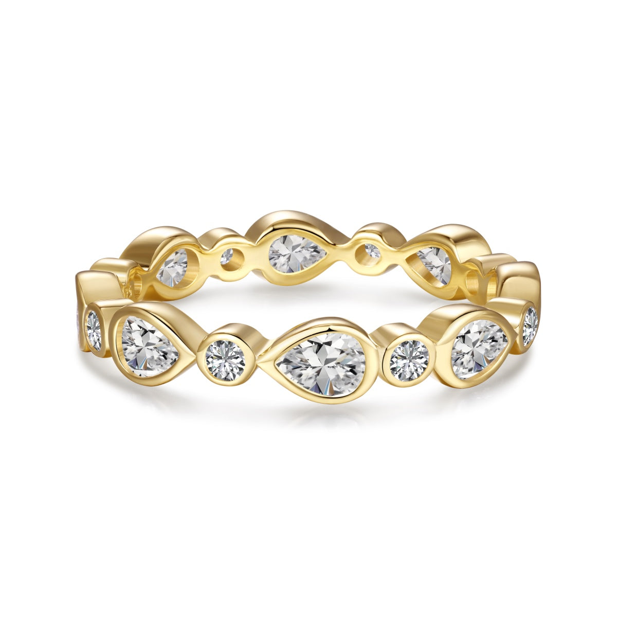 Pear Cut Eternity Rhodium-Plated Ring