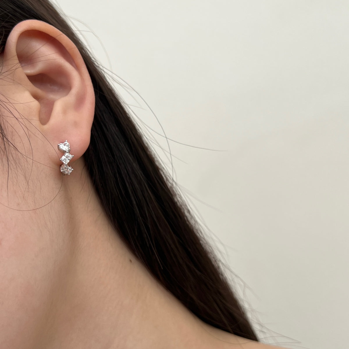 Multi-Stone Rhodium-Plated Hoop Earrings