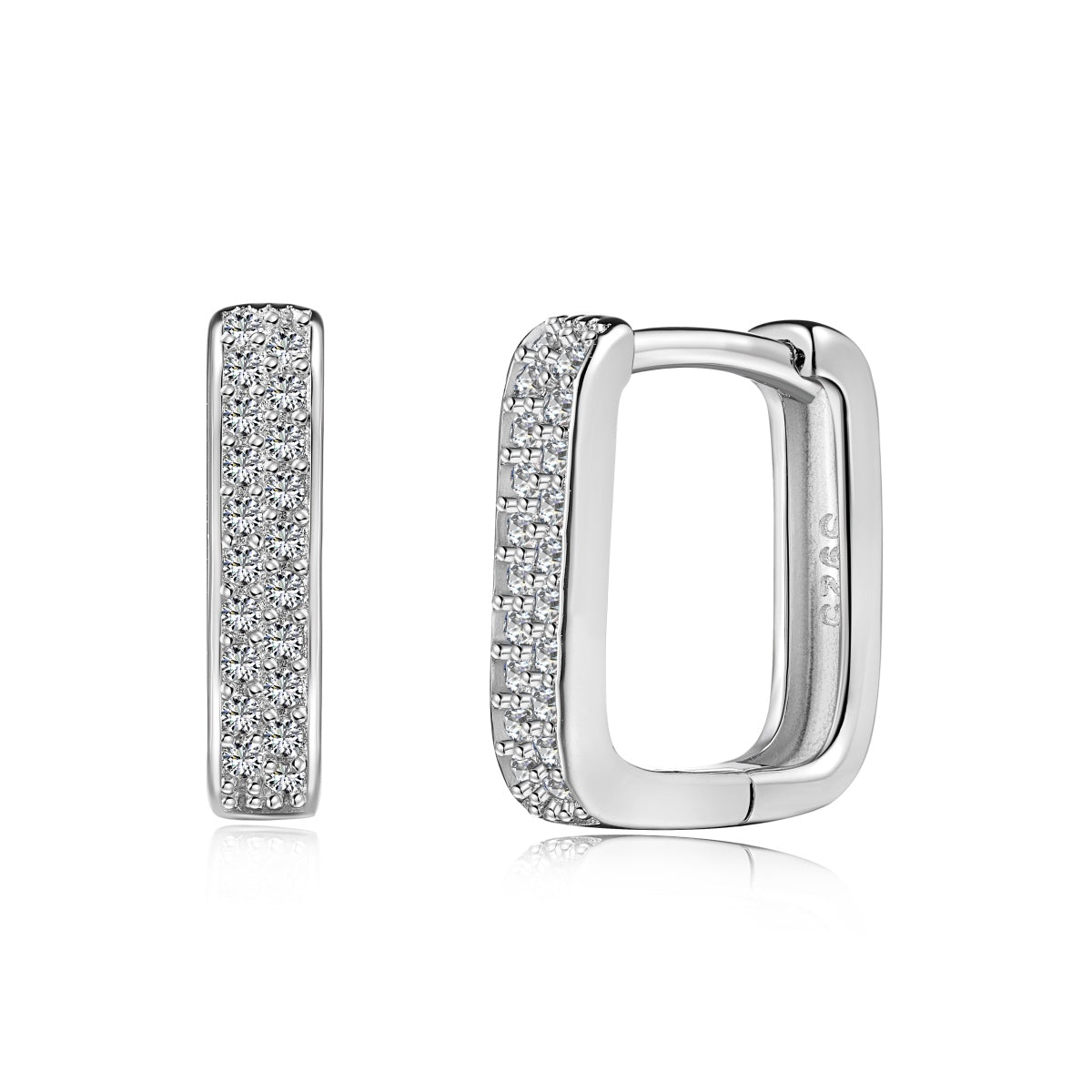 U Square Rhodium-Plated Hoop Earrings