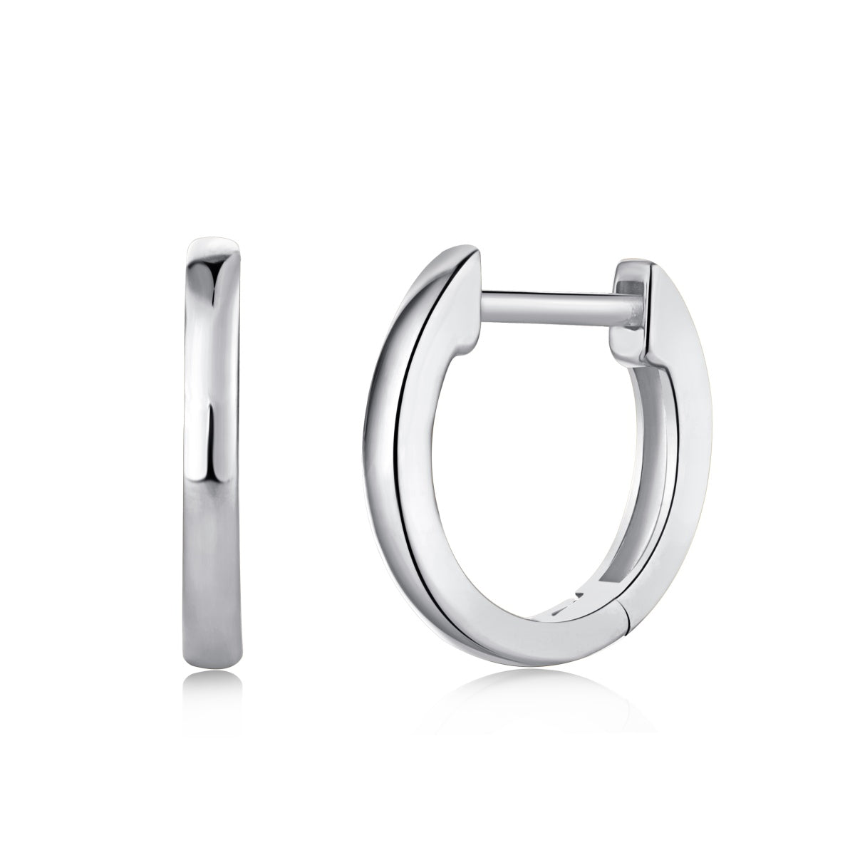 Plain Silver Rhodium-Plated Hoop Earrings