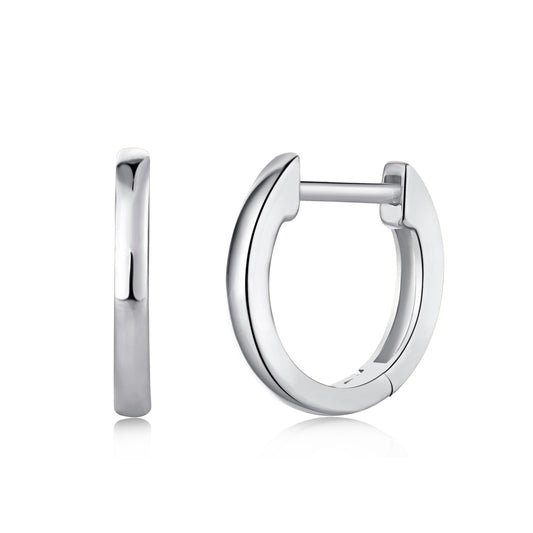 Plain Silver Rhodium-Plated Hoop Earrings