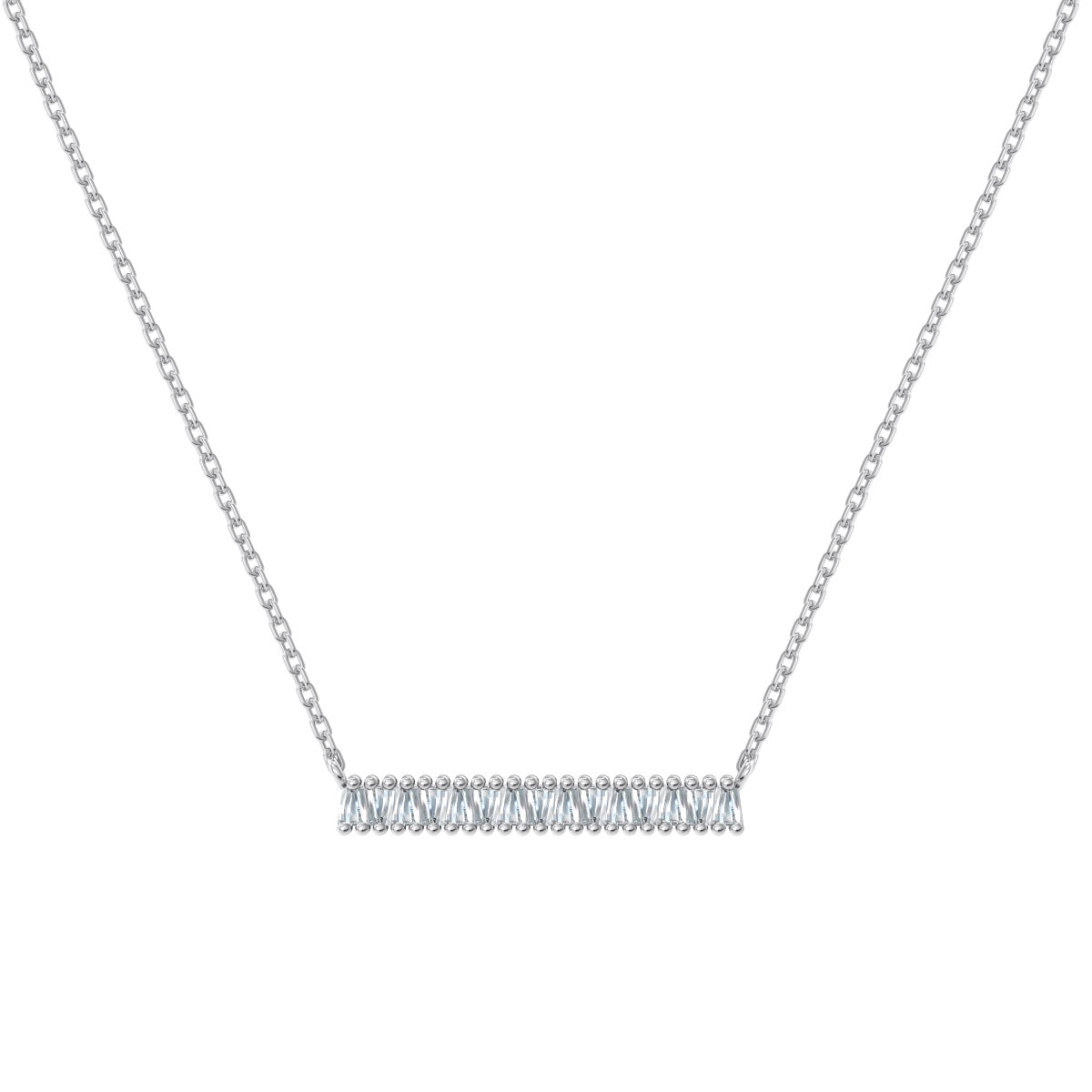 Crystal Bar Rhodium-Plated Necklace