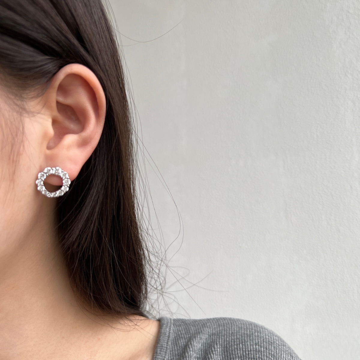 Full Eternity Rhodium-Plated Stud Earrings