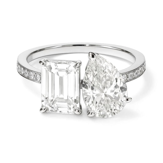 You and Me Rhodium-Plated Ring