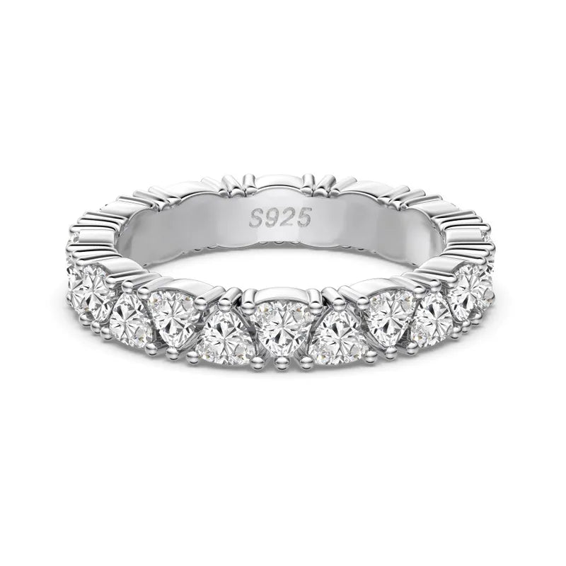 Pear Crystal Eternity Rhodium-Plated Ring
