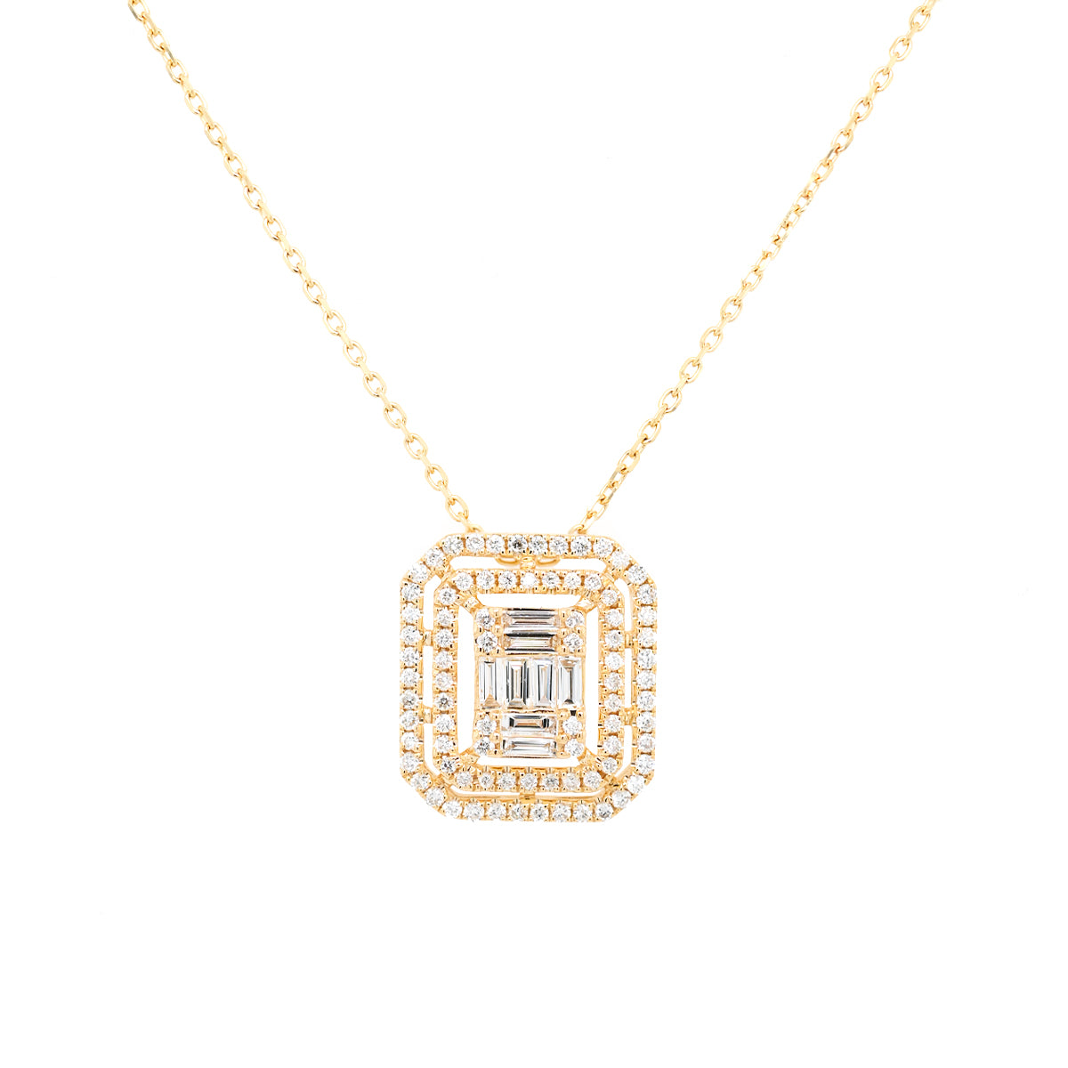 8A Emerald Halo Rhodium-Plated Necklace