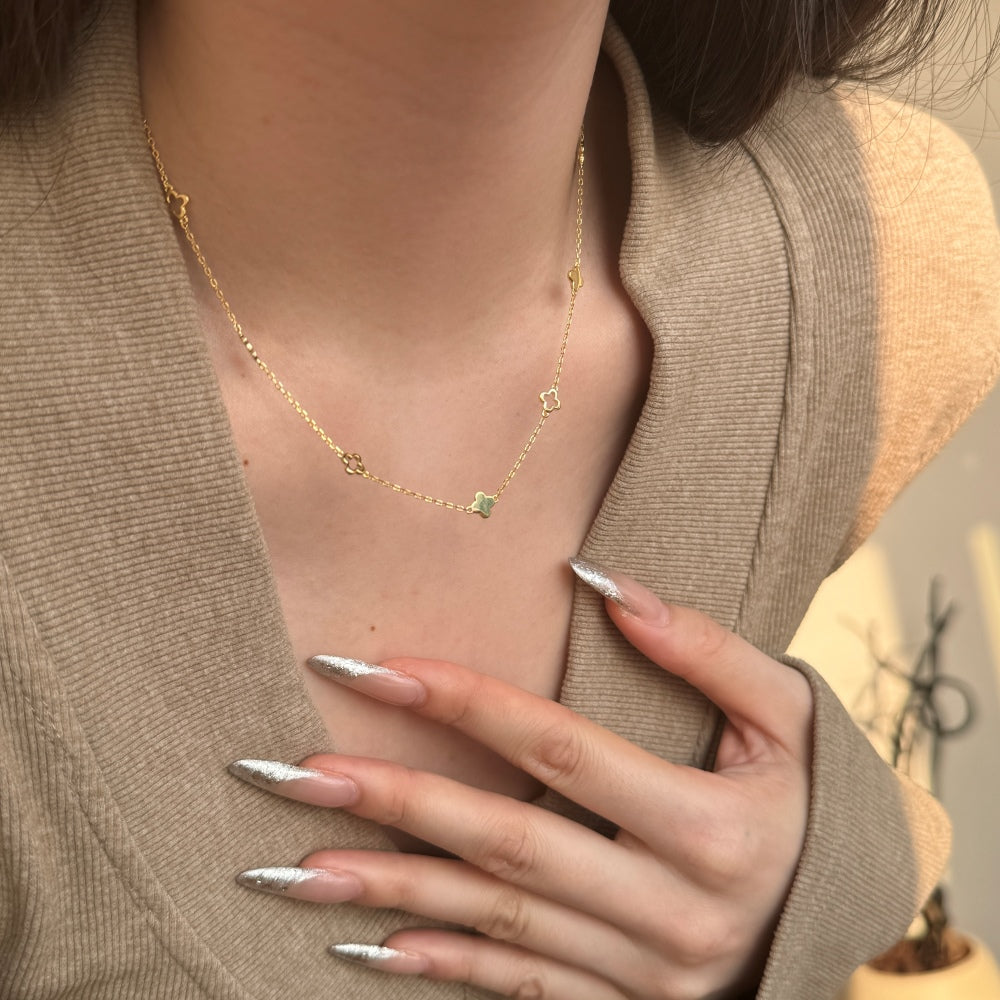 Clover Open Station Rhodium-Plated Necklace