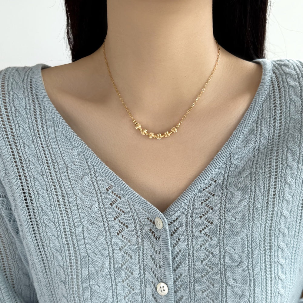 Cat's Eye Paperclip Rhodium-Plated Necklace