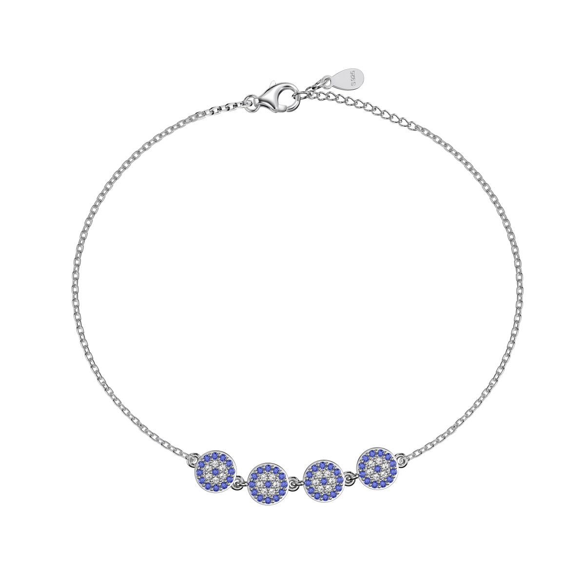Four Evil Eye Crystal Rhodium-Plated Bracelet
