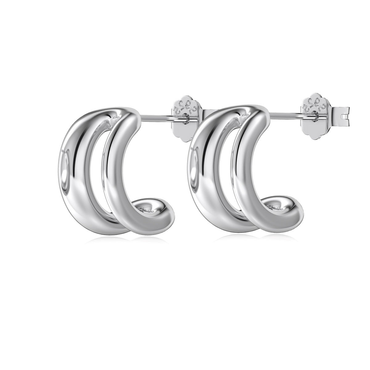Bean Rhodium-Plated Hoop Earrings