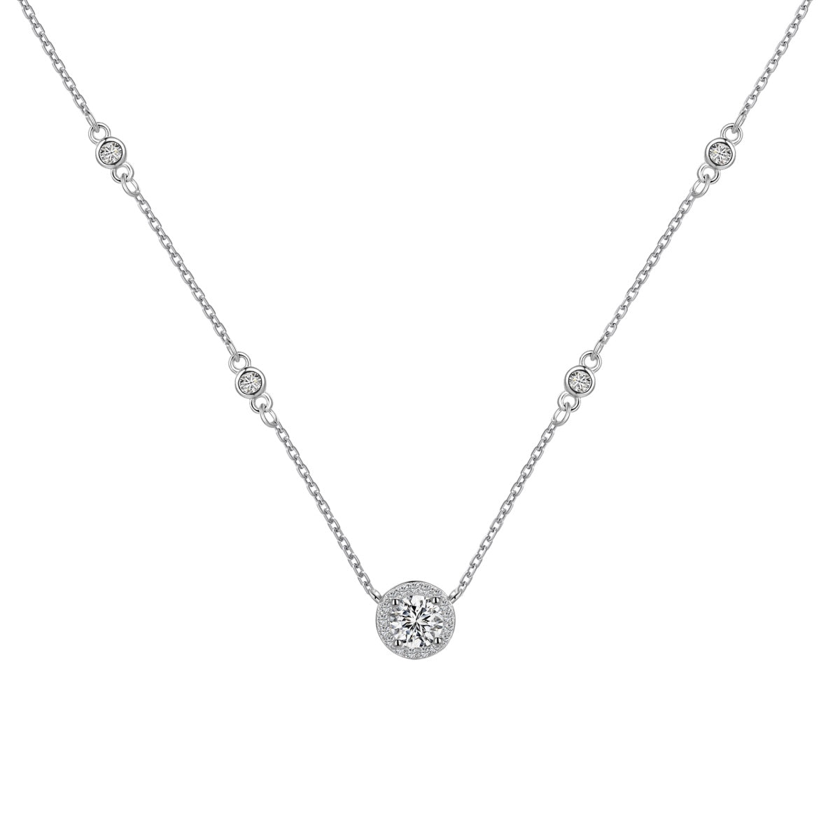 Crystal Round Donut Rhodium-Plated Necklace