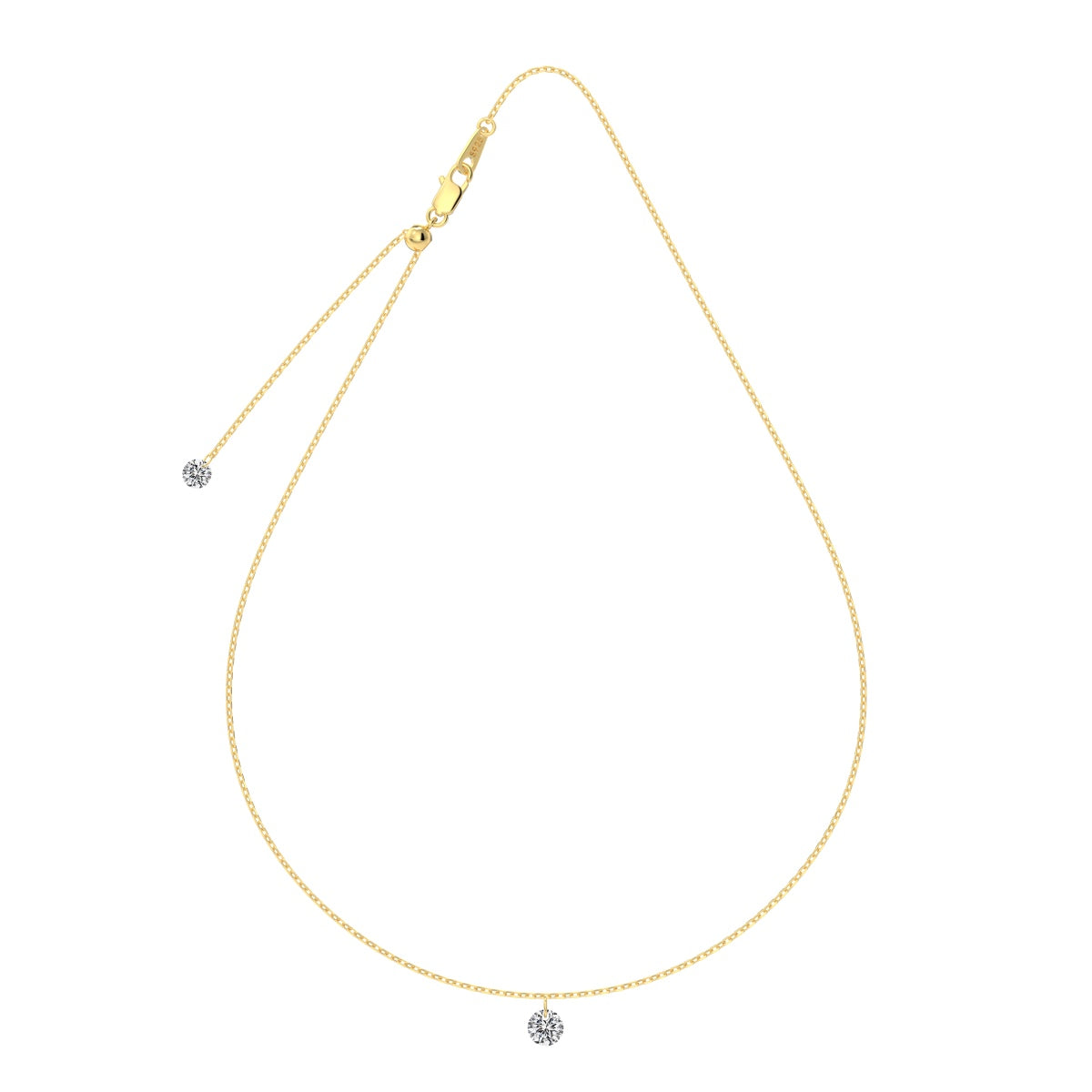 Round Dangling Rhodium-Plated Necklace