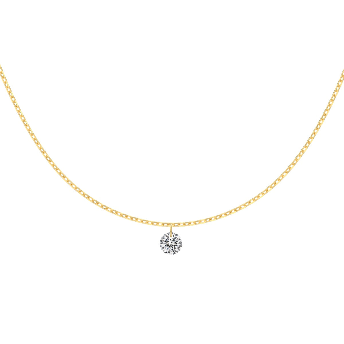 Round Dangling Rhodium-Plated Necklace