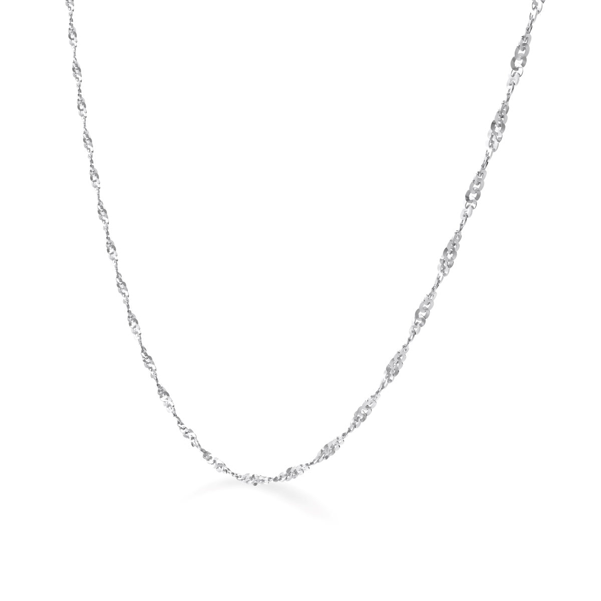 Twisted Silver Chain Rhodium-Plated Necklace