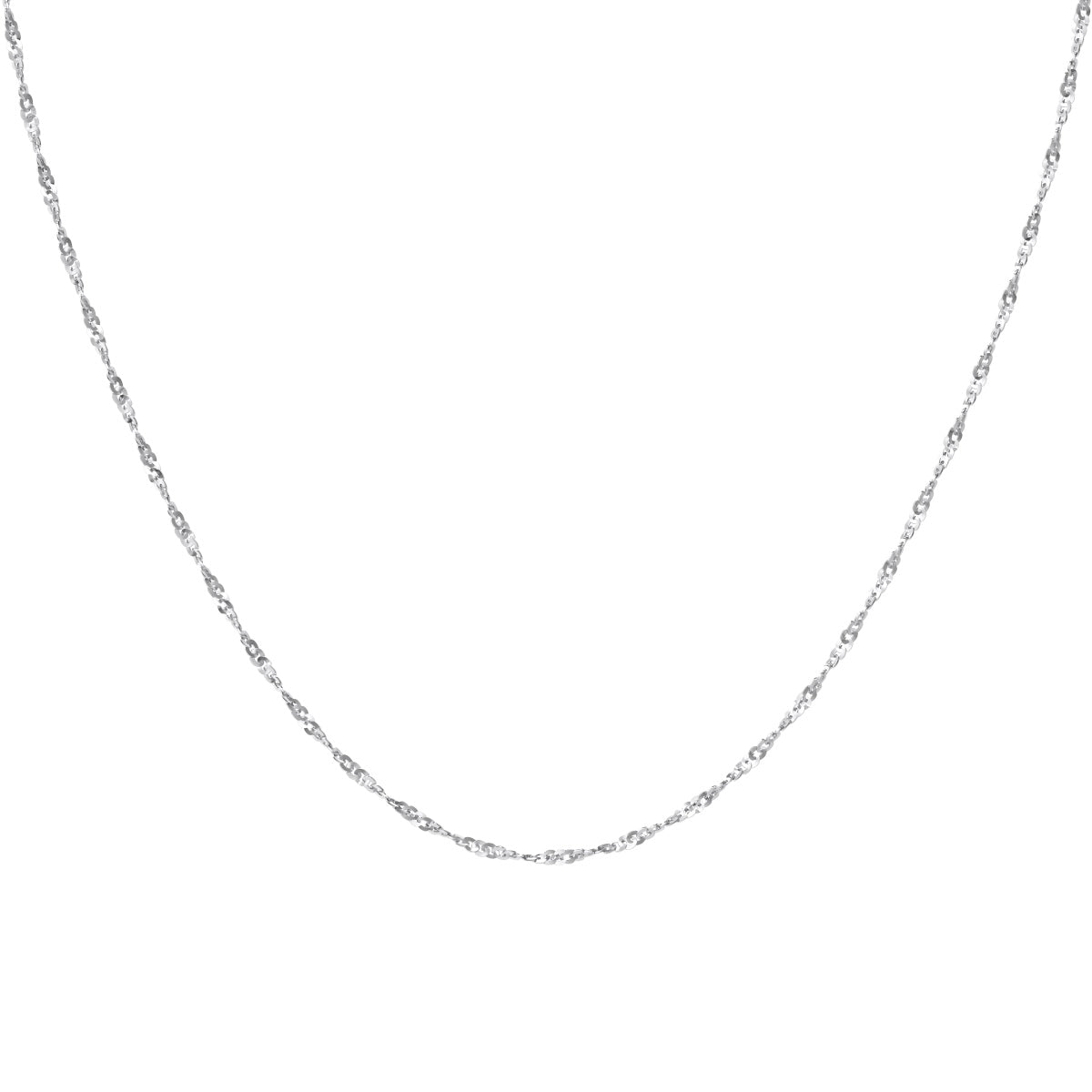 Twisted Silver Chain Rhodium-Plated Necklace