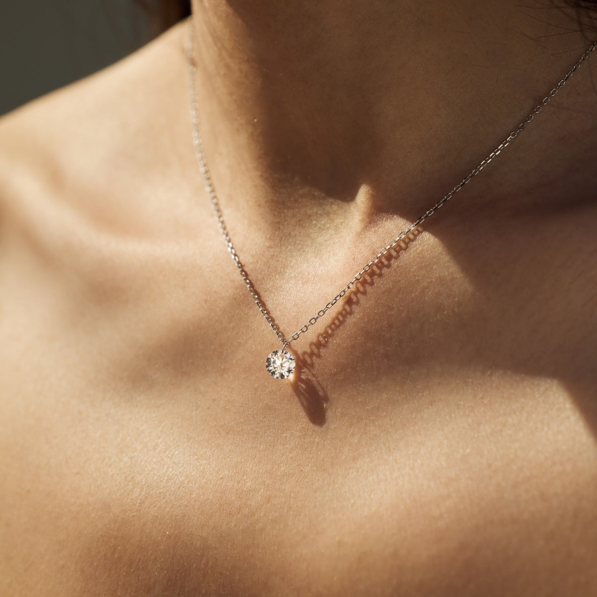 Round Dangling Rhodium-Plated Necklace
