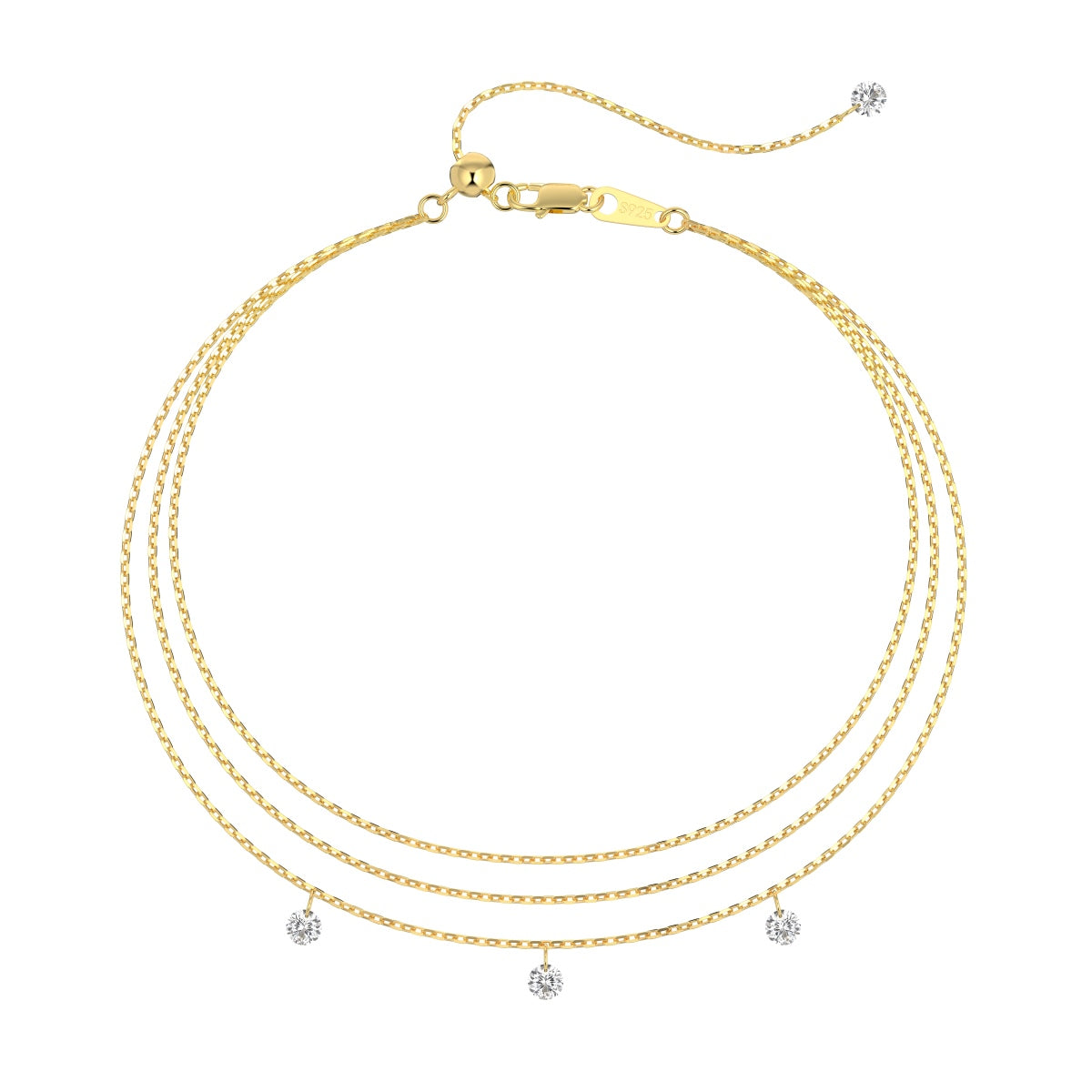 Round Dangling Rhodium-Plated Bracelet