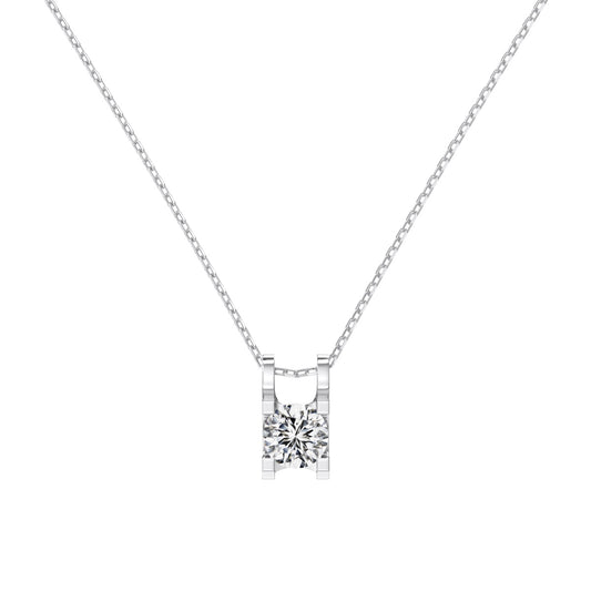 Sparkle Round Crystal Rhodium-Plated Necklace