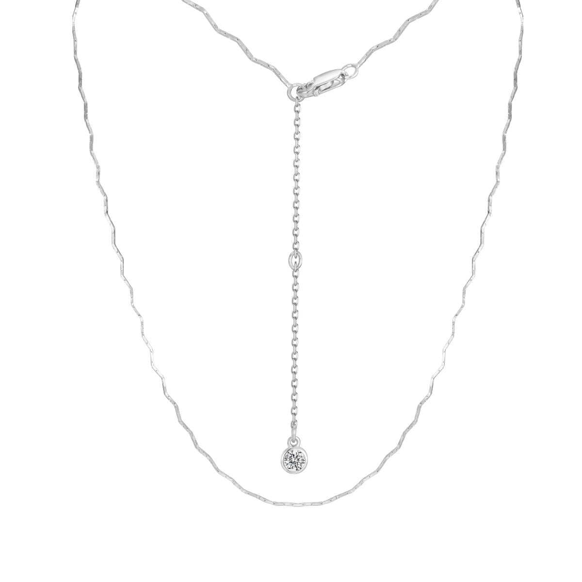 Wave Chain Rhodium-Plated Necklace