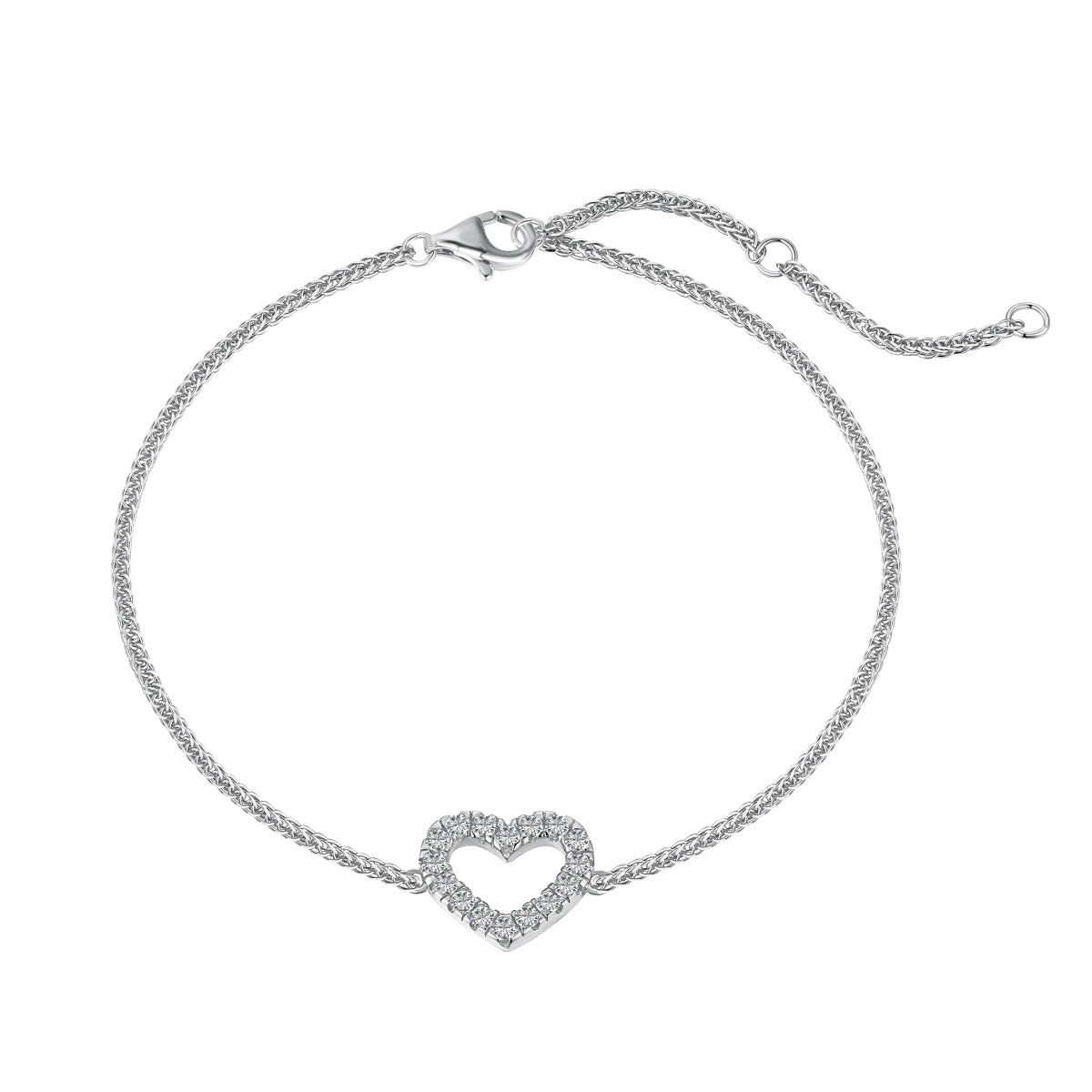 Open Heart Rhodium-Plated Bracelet