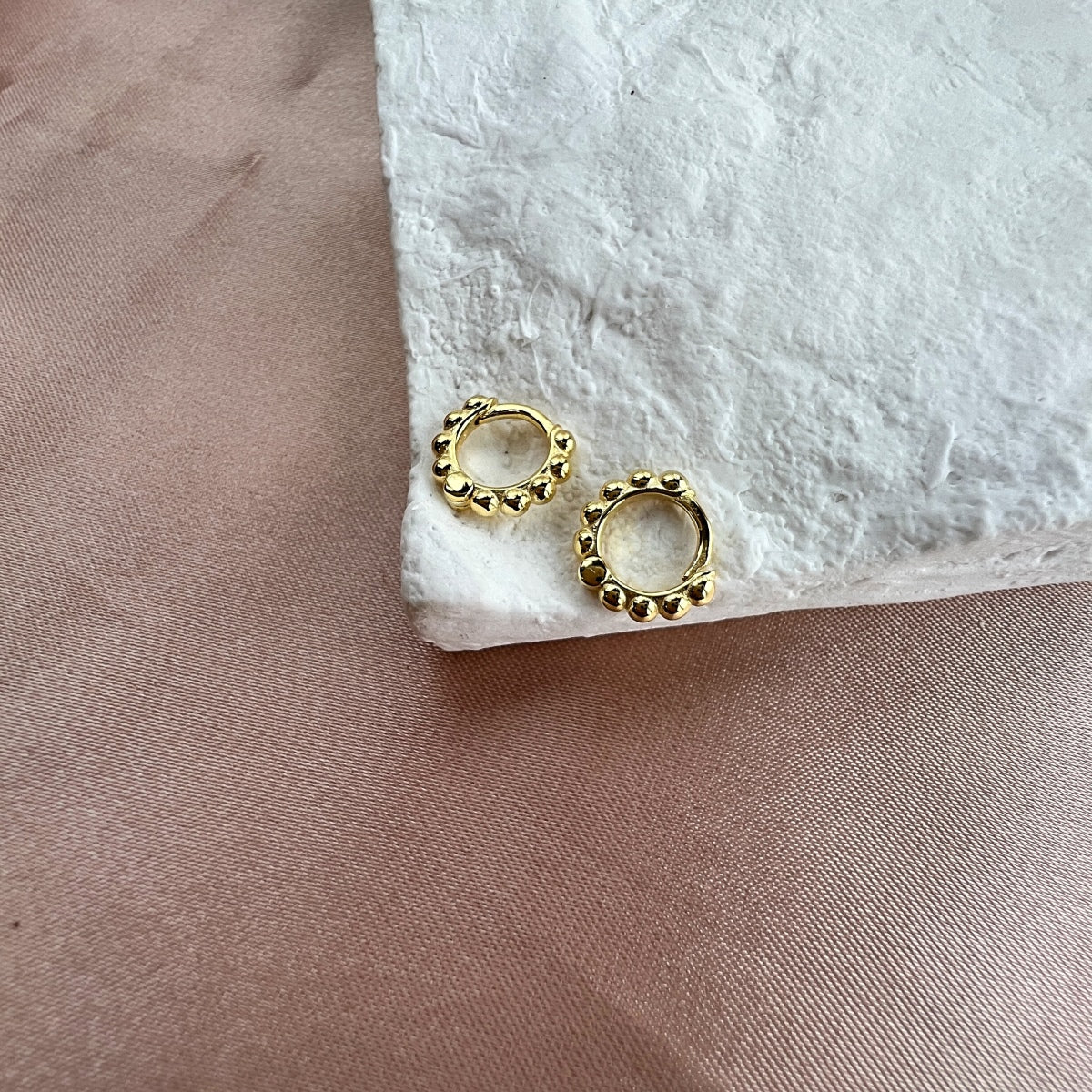 Mini Gold Bubble Rhodium-Plated Hoop Earrings