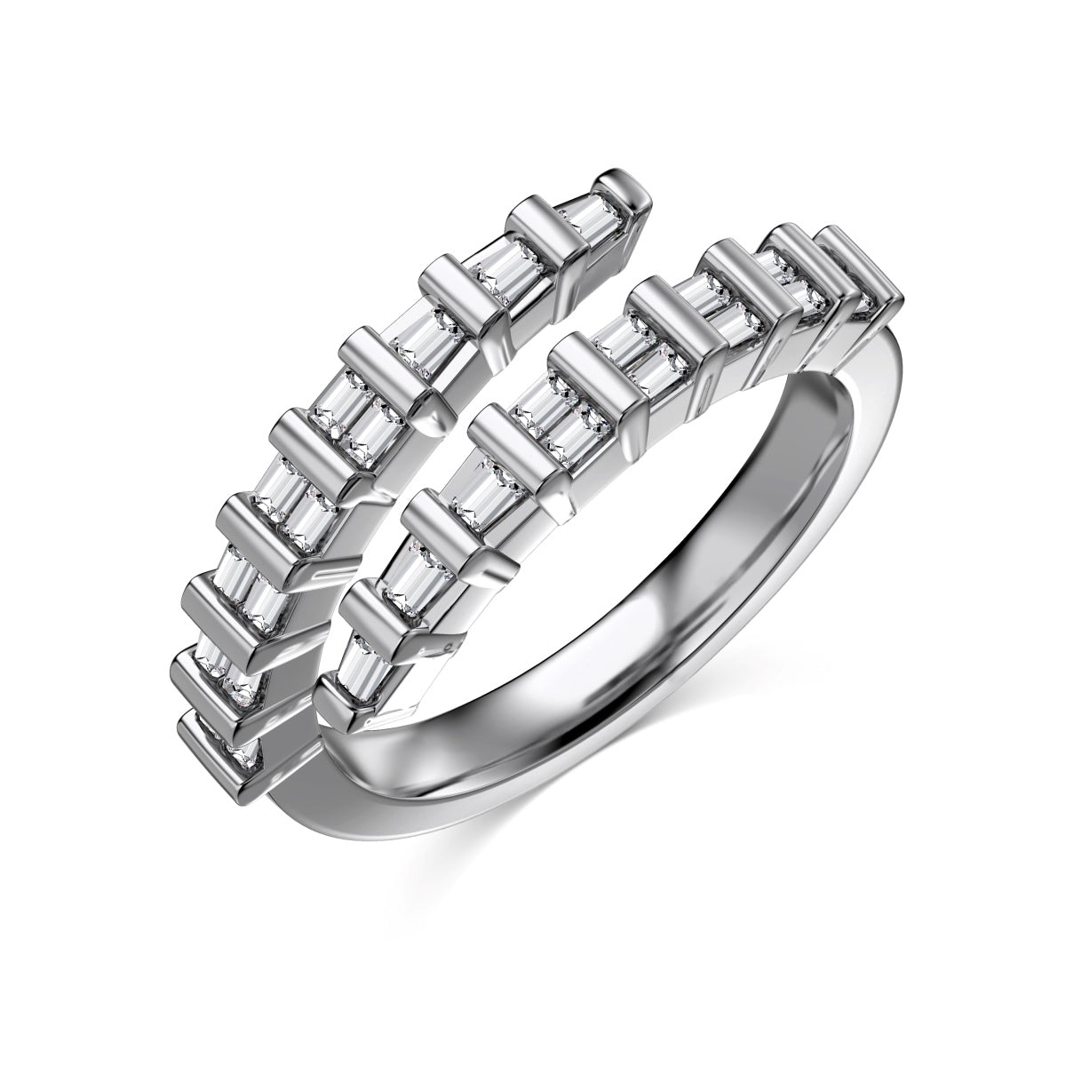Serpentine Rhodium-Plated Ring