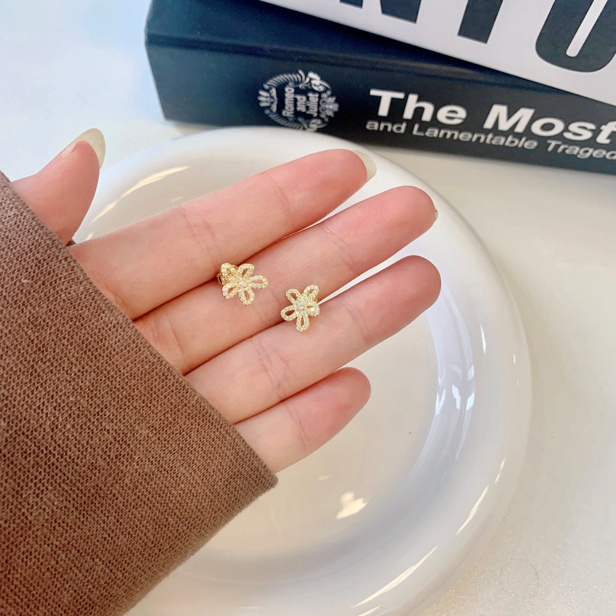 Blossom Rhodium-Plated Stud Earrings