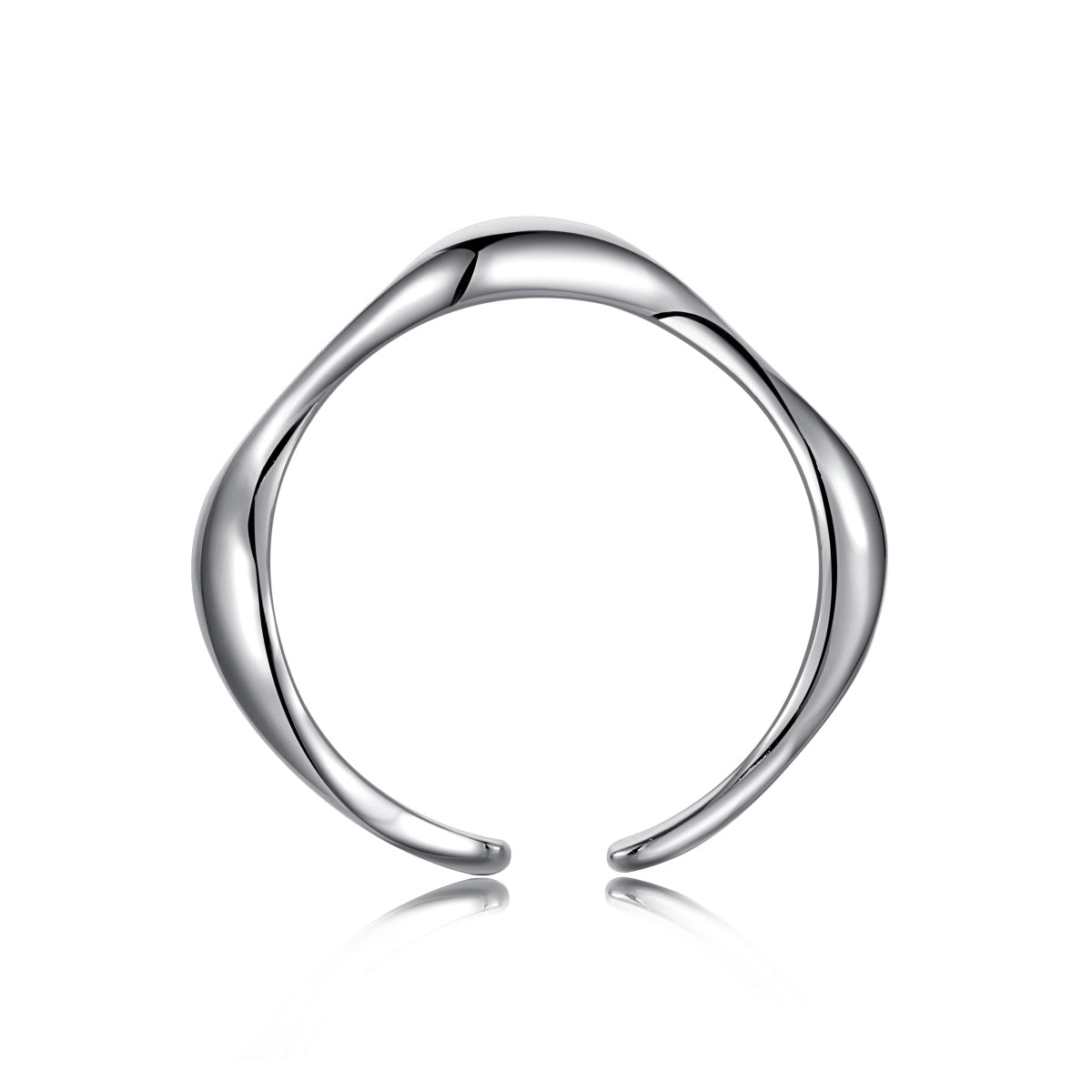 Wave Adjustable Rhodium-Plated Ring
