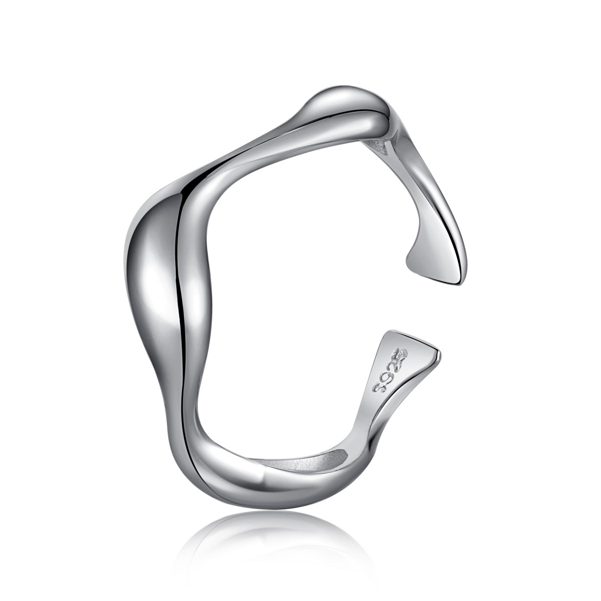 Wave Adjustable Rhodium-Plated Ring