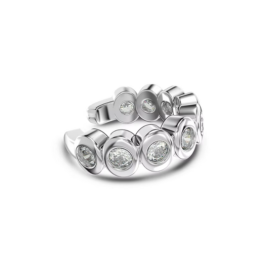 Donut Rhodium-Plated Ear Cuff Earrings