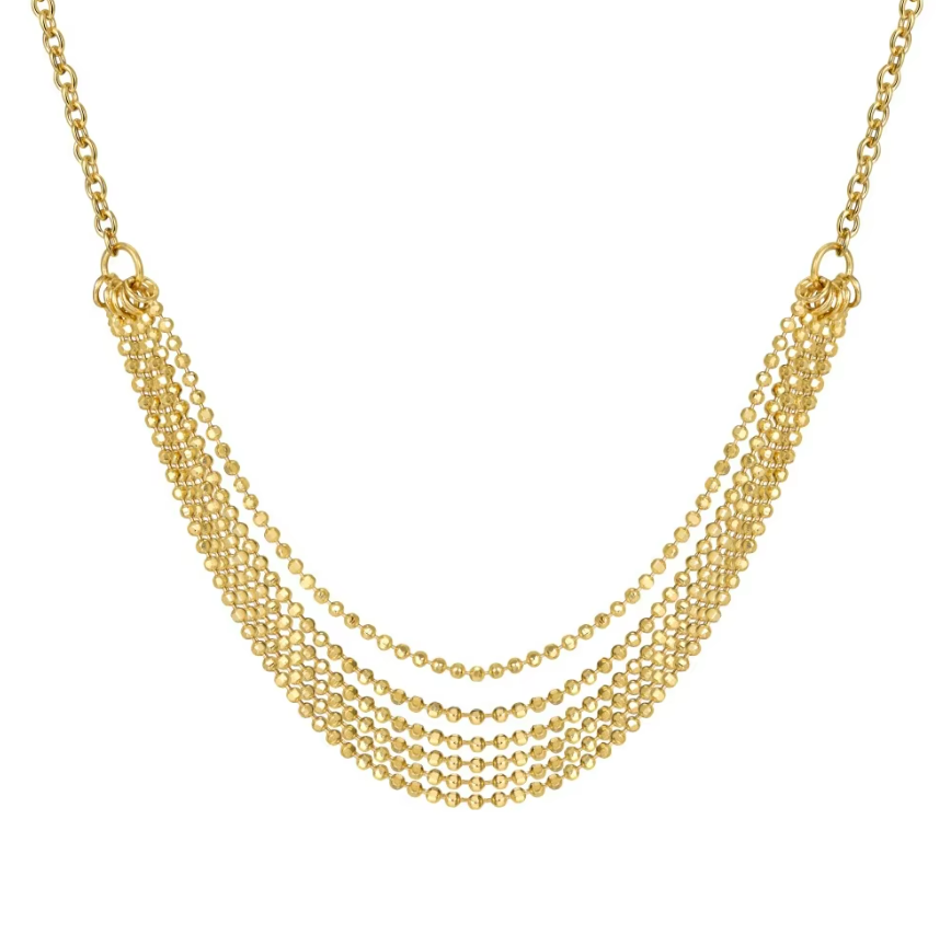 Multi Layer Rhodium-Plated Necklace