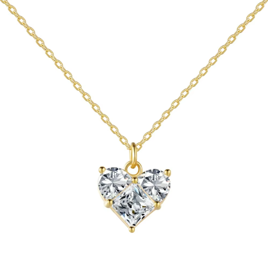 Heart Crystal Pendant Rhodium-Plated Necklace