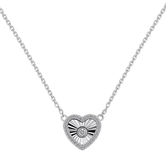 Heart Stone Rhodium-Plated Necklace