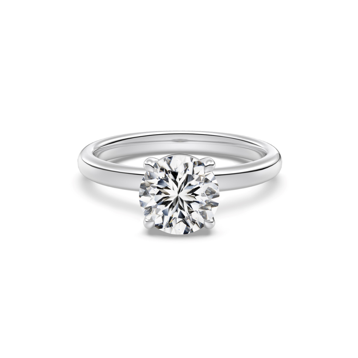Solitaire Rhodium-Plated Ring