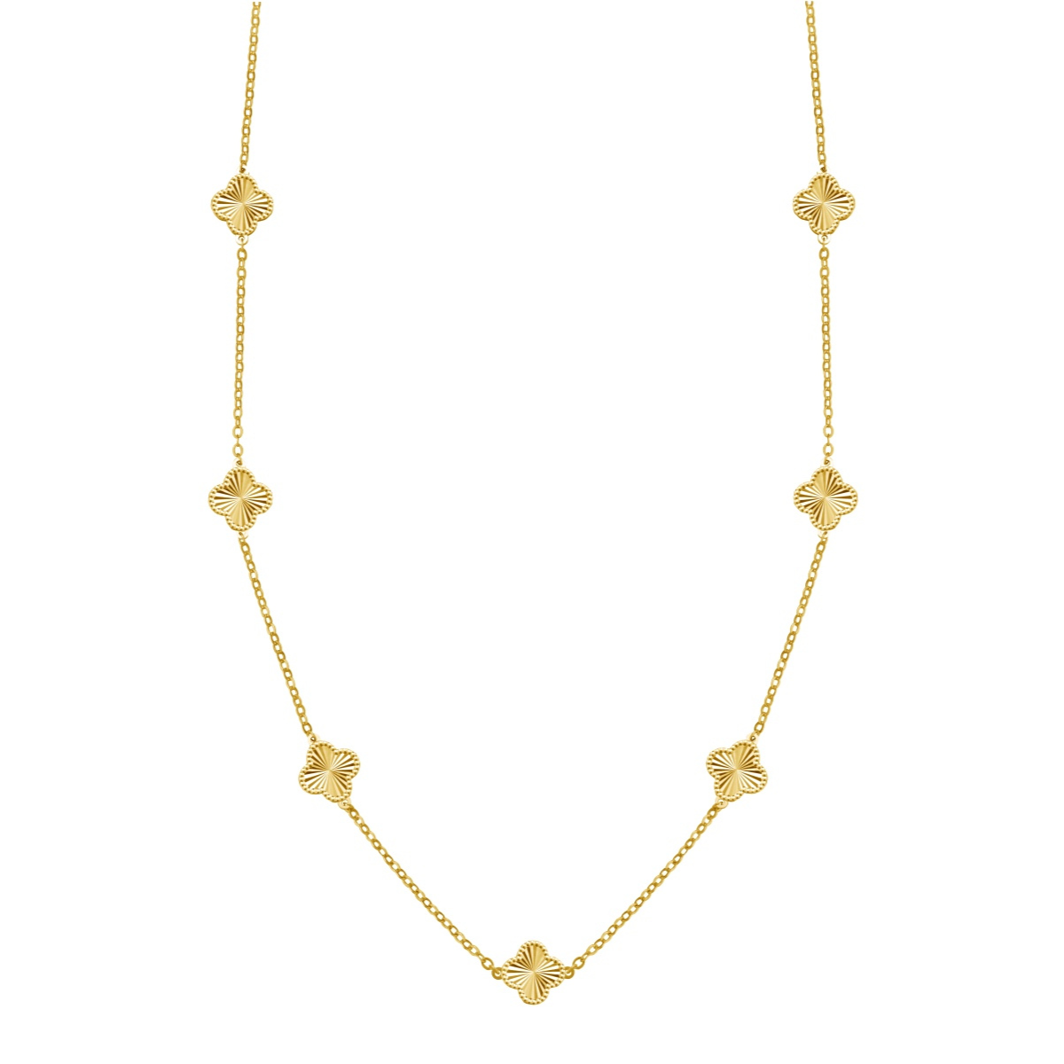 7 Petal Clover Rhodium-Plated Necklace