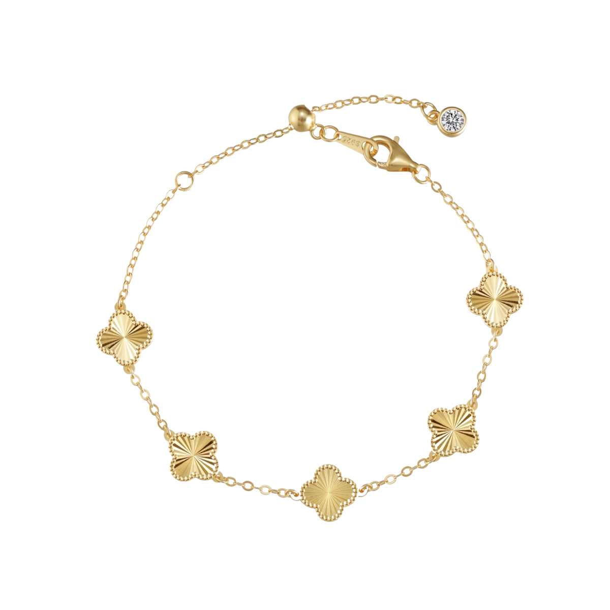 Five-Clover Electroplated Rhodium-Plated Bracelet