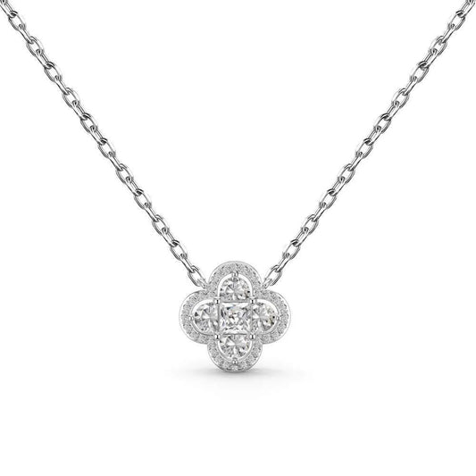 Big Clover Crystal Rhodium-Plated Necklace